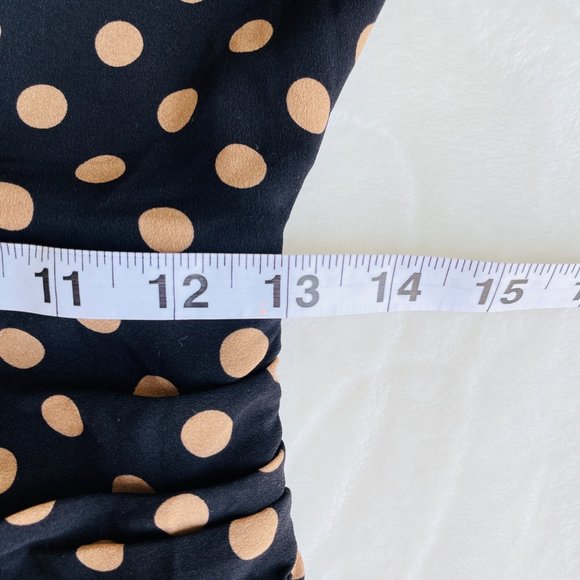 Mink Pink Mini Dress Small Ayat Ruched Polka Dot Ruched Ruffle Hem Long Sleeve - Picture 12 of 15